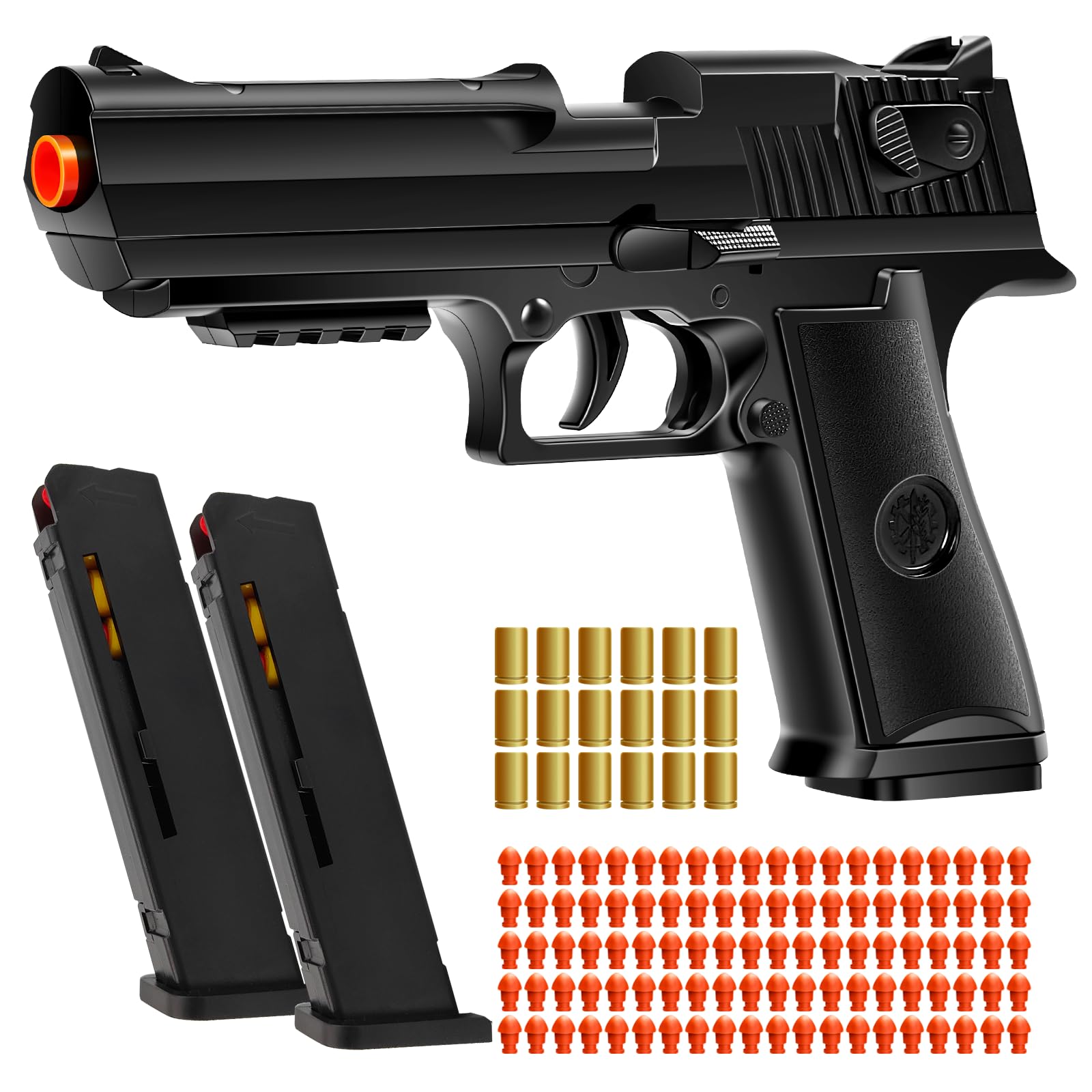 Automatic Shell Ejecting Toy Gun with 100 Soft Bullets,Realistic Toy Gun Pistol,Gun Fidget Toy,Christmas Birthday Gifts for Kids Adults Boys Age 8+