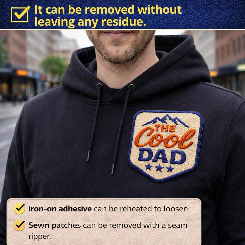 The Cool Dad Patch - Iron On or Sew On Morale Patch Best Dad Ever - Funny Patches for Father Day Gift, DIY Applique Accessories, Trucker Hats, Clothes, Backpack, Friends Size 3 Inches