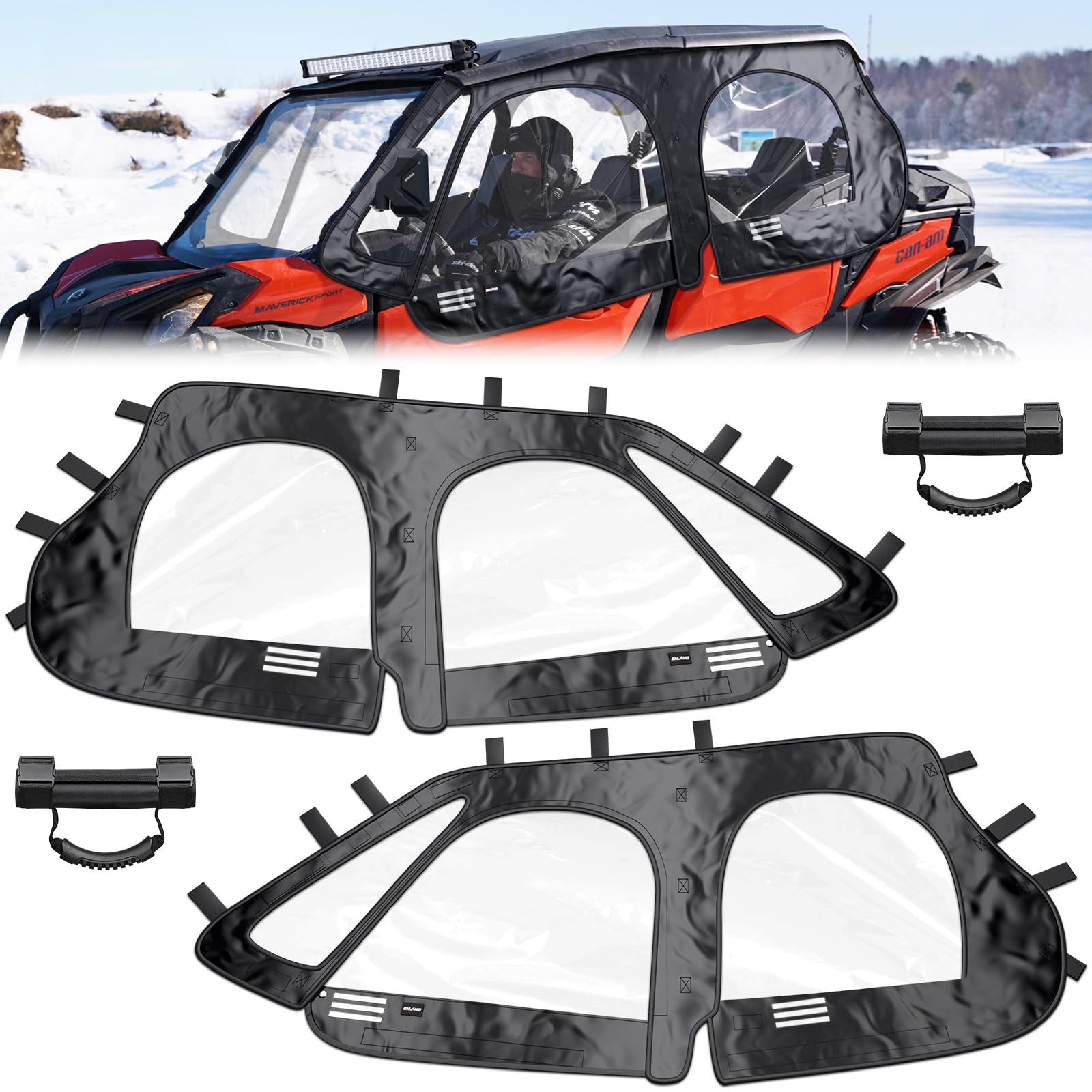 ehaho soft upper doors compatible with polaris rzr xp, upper windows fit with side mirror, upgrade waterproof zippers cab enclosures windshield for polaris 2014-2023 rzr xp 4 1000/19-21 xp4 turbo
