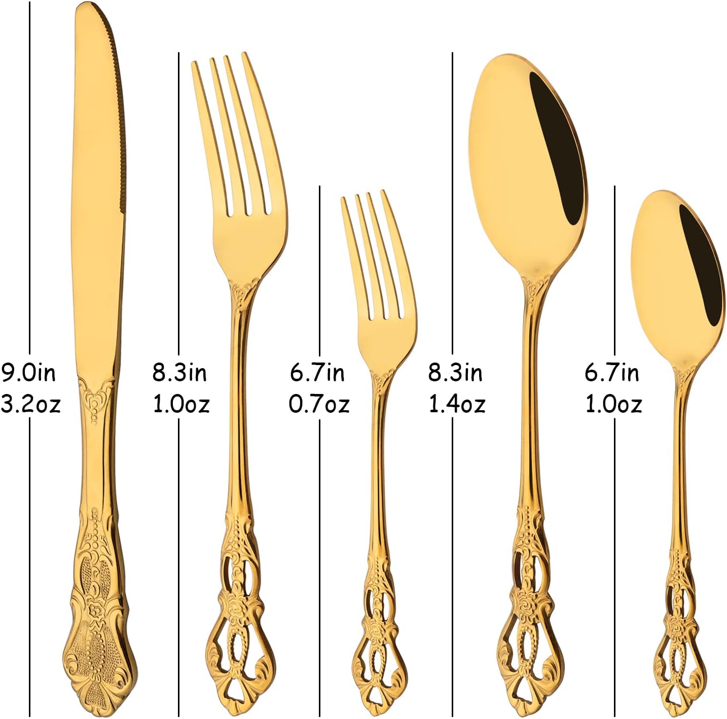 30 PCS Silverware Set for 6, Stainless Steel Flatware Set, Forks Spoons and Knives Set for Party & Wedding, Elegant Cutlery Set, Mirror Polished Kitchen Utensils, Shiny Gold