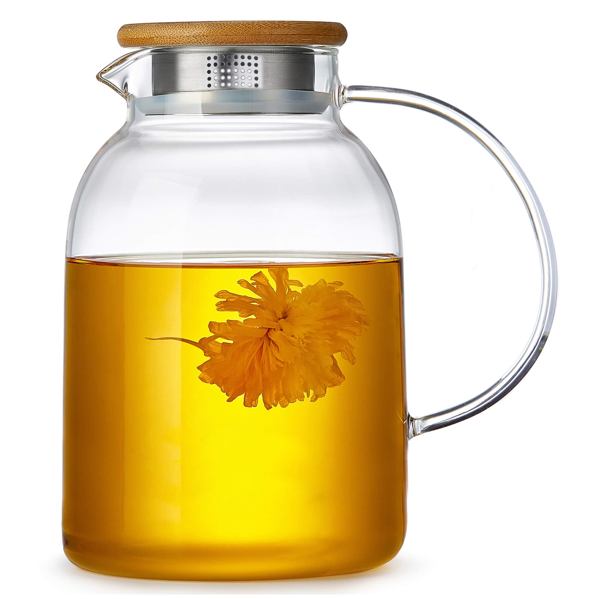 Large Glass Teapot with Infuser, Stovetop Safe, Thickened Heat Resistant Borosilicate Glass, 68 fl oz Glass Tea Kettle with Stainless Lid