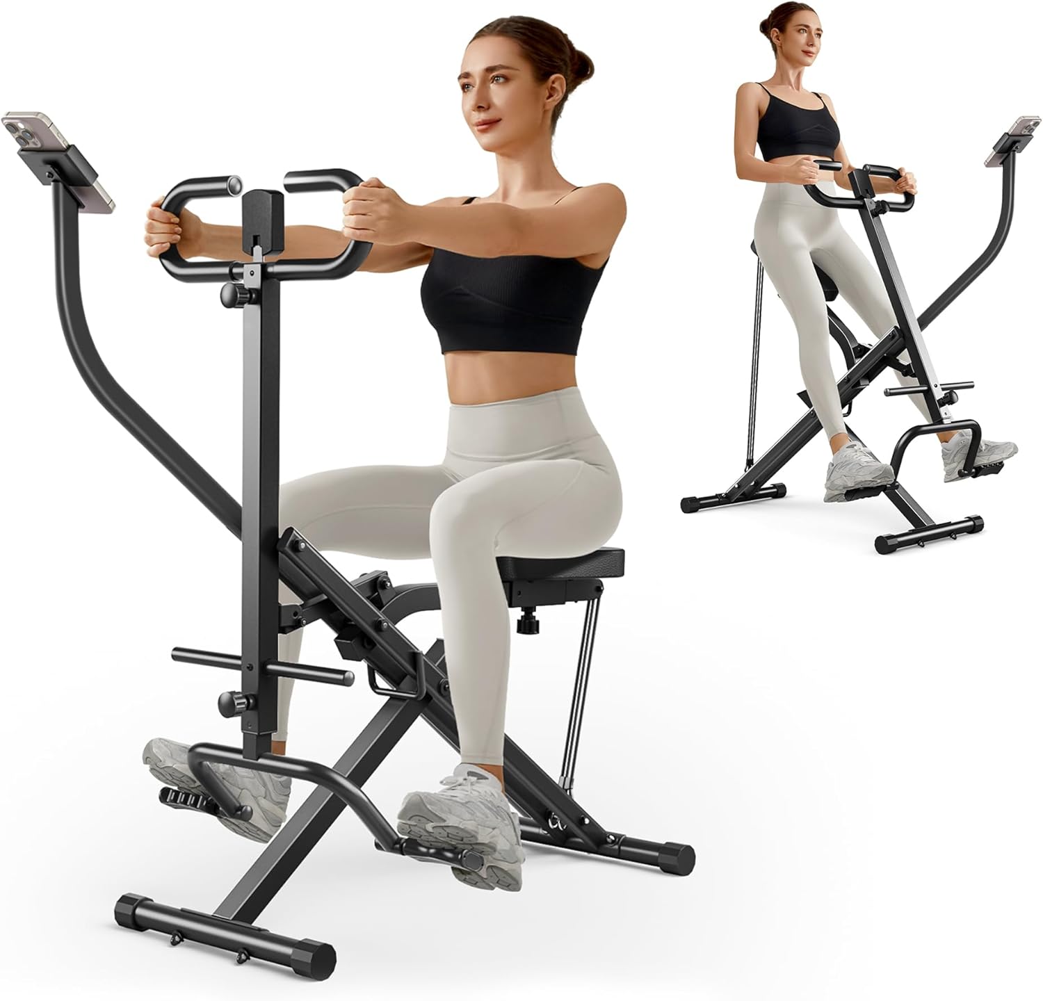 UMAY Squat Machine for Home, Foldable Exercise Equipment, Squat Rowing Machine with 3 High-Strength Resistance Band