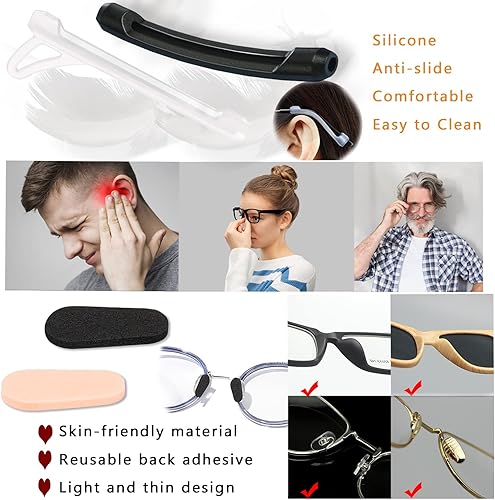 Miniatura 5 de Anti-Slip Eyeglass Nose Pads Set, Soft Foam Self-Adhesive Nose Pads, Soft Silicone Eyeglasses Temple Tips Sleeve
