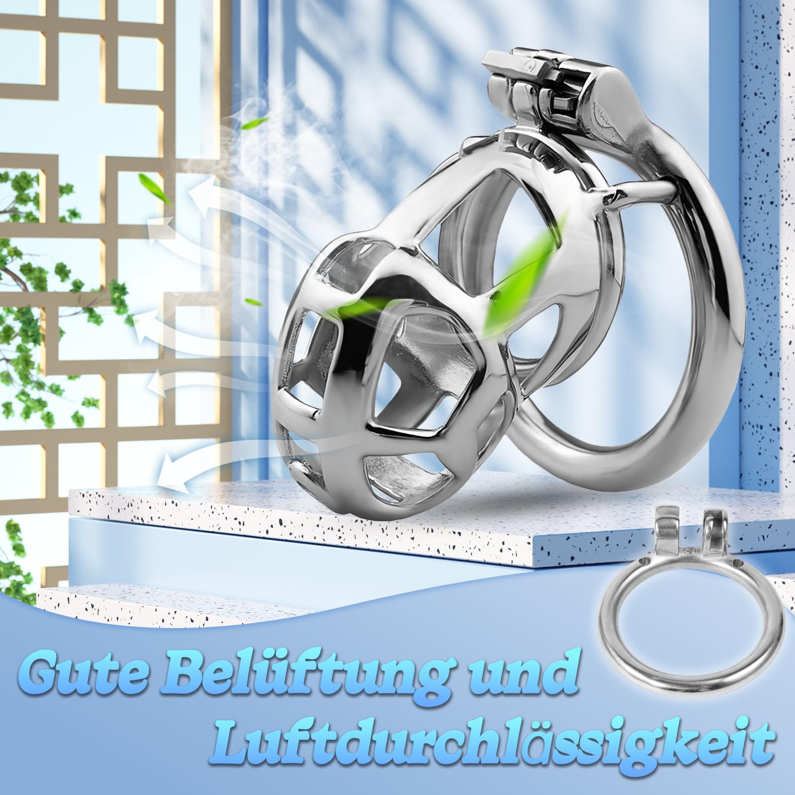 Cage de Chasteté Pénis Ceinture de Chasteté en Métal avec Serrure Invisible et 2 Clés Cages de Chasteté pour Bondage du Pénis de l'Homme Cage Chastetée en Acier Inoxydable (45mm,L)