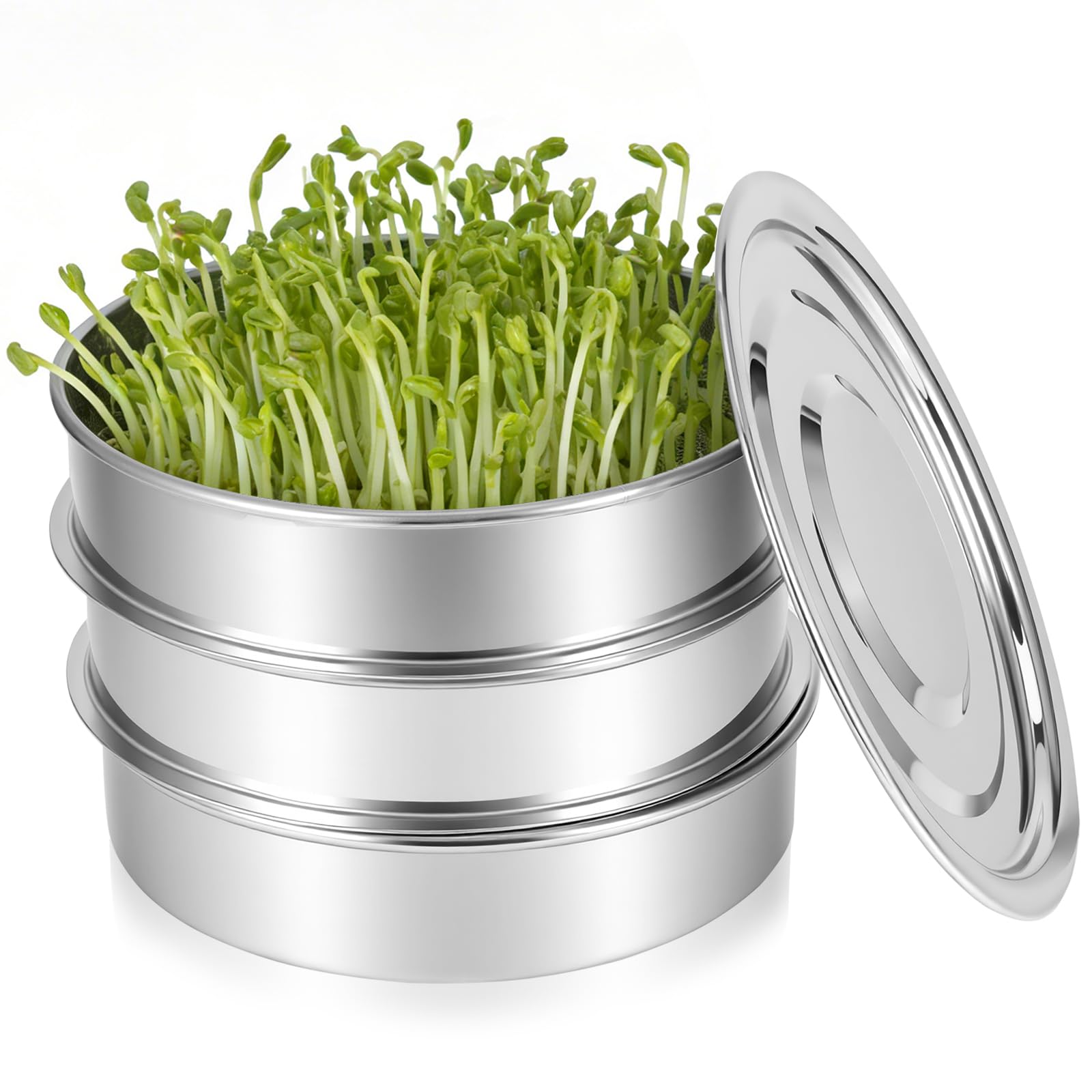Stainless Steel Seed Sprouter Trays, 3-Tier Stackable Sprouting Trays