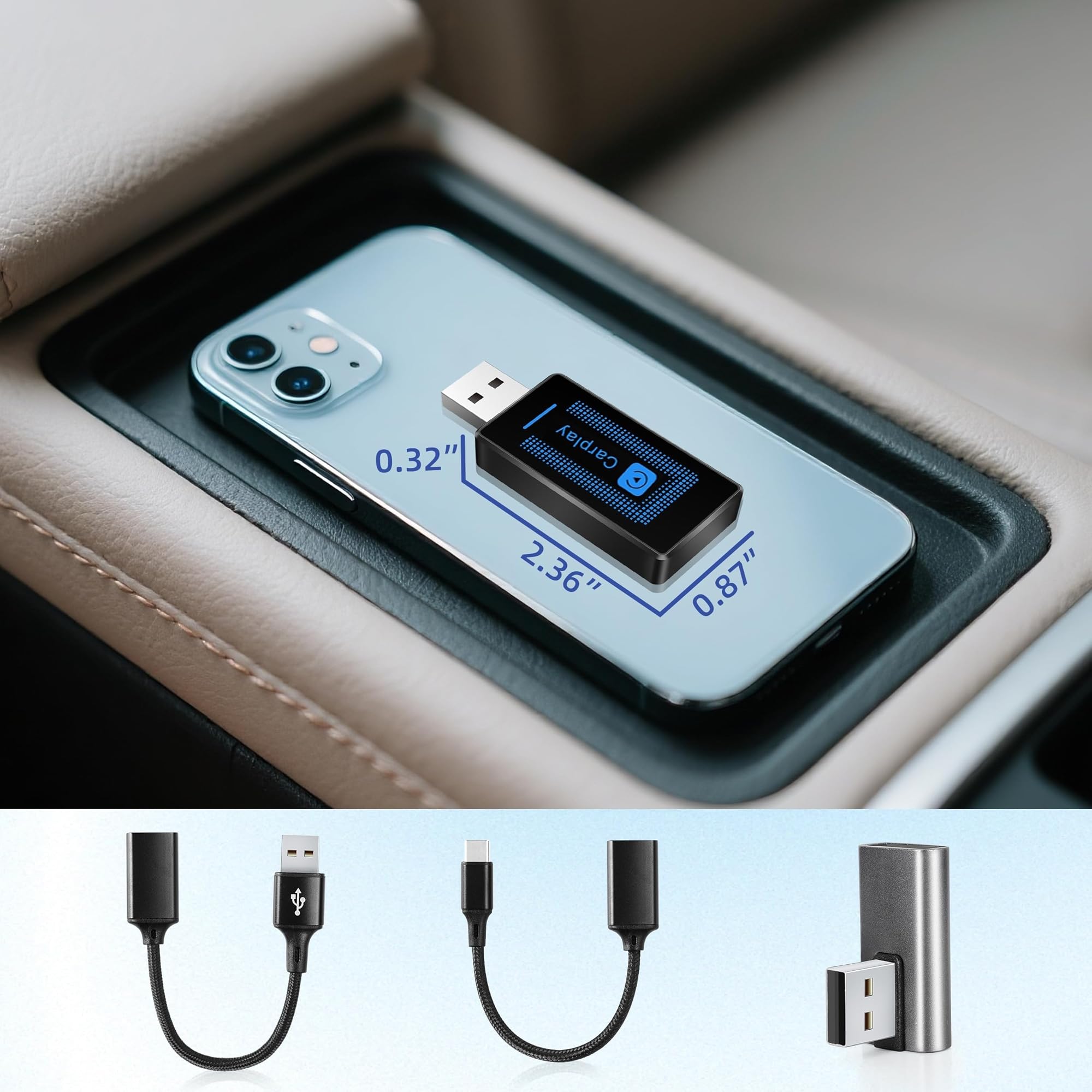 Adaptador inalámbrico CarPlay Mejorado (2025) para teléfono: conversor USB Plug & Play, reconexión automática, Compatible con vehículos de 2016+ e iOS 10+