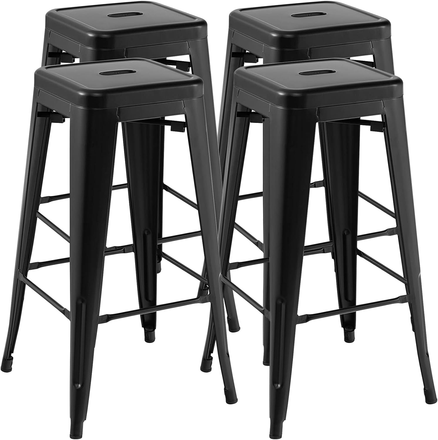 COSTWAY Bar Stools Set of 4, 30” Bar Height Metal Stools with Rubber Footpads