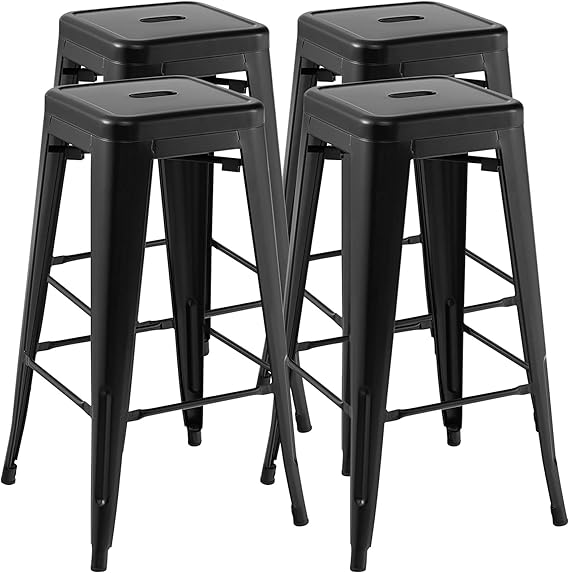 COSTWAY Bar Stools Set of 4, 30” Bar Height Metal Stools