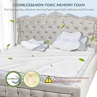 Vista 8 de DONAMA - Almohada cervical para cuello y hombros, diseño de espuma viscoelástica contorneado, soporte ergonómico para dormir de lado, espalda o boca