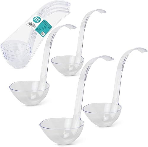 Fit Meal Prep Cucharón de plástico para ponche, cuchara transparente para servir aderezos, sopa, salsa, jugos de frutas en cócteles, fiestas,