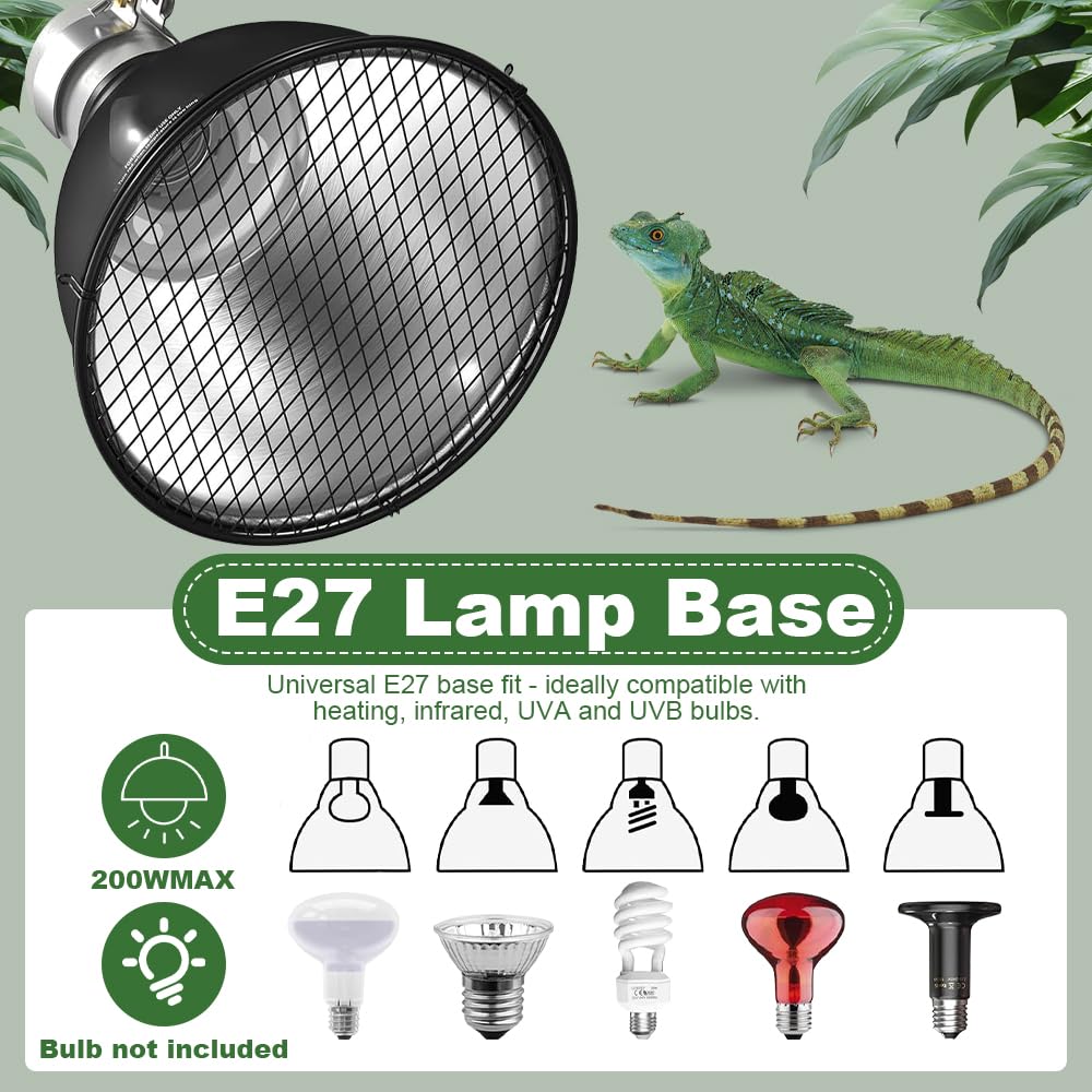 Lampa grzewcza żółw, E27 lampa z gadami, terrarium żółw ziemny, lampa halogenowa do lamp UVA/UVB, dla żółwi, jaszczurek, węży i żab (żarówka nie jest dołączona)