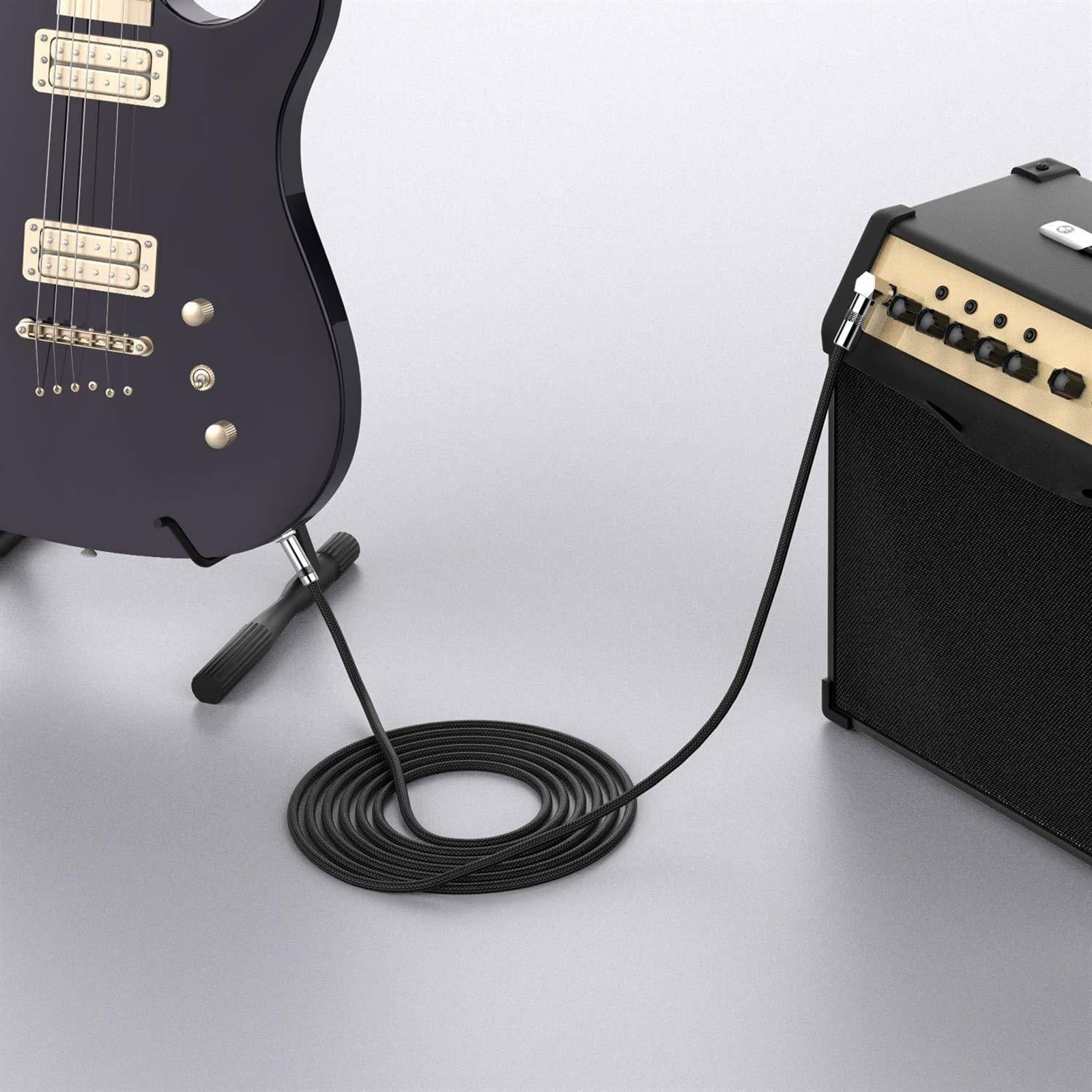 akcesoria do gitary Kabel Gitarowy Kabel Audio Do Gitary Elektrycznej Przewód Wzmacniacza Instrumentu Basowego 1/4 Kąt Prosty (Color : 5m)