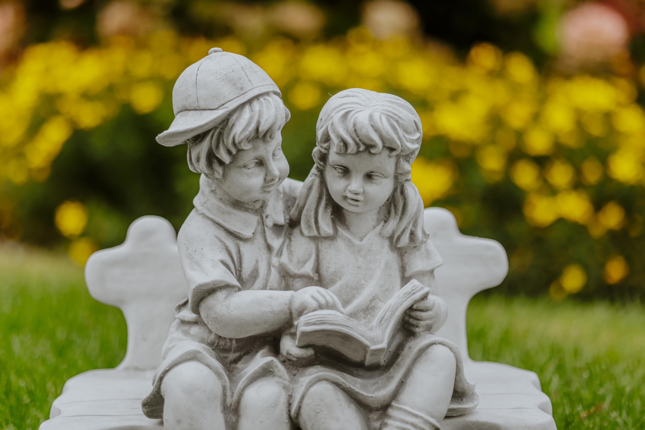 gartendekoparadies.de Figure de Pierre Massive garçon avec Fille sur Un Banc décoration de Jardin en Pierre reconstituée, résistant au Gel