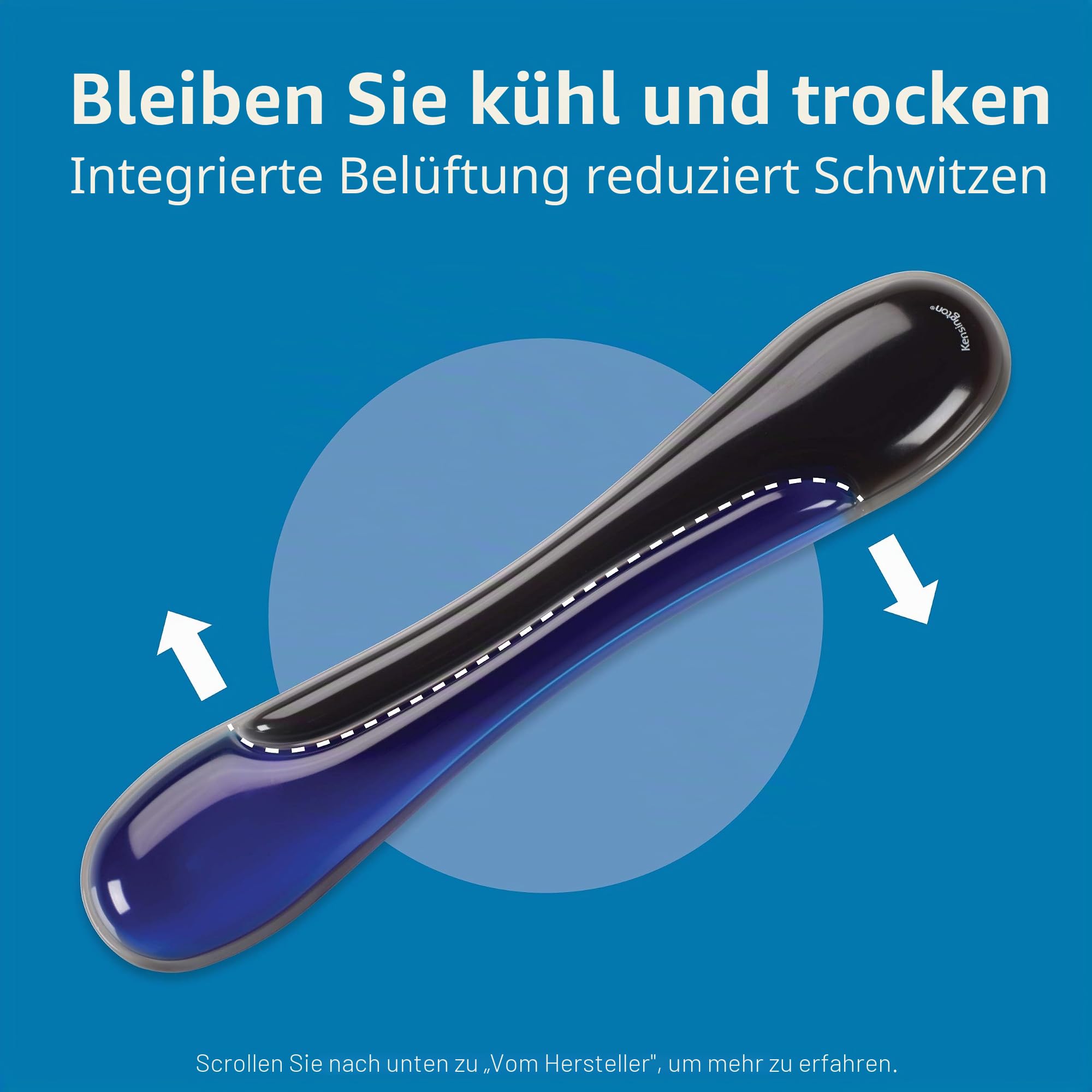 Kensington Duo Gel Keyboard Wrist Rest, Blue | Ergonomic Gel Cushioning, Non-Slip Base, Pairs Keyboard and Mouse Wrist Support, Cooling Comfort, Table | Ergonomische Gel-Dämpfung, rutschfeste Unterseite, paarweise Tastatur- und Maus-Handgelenkstütze, kühl