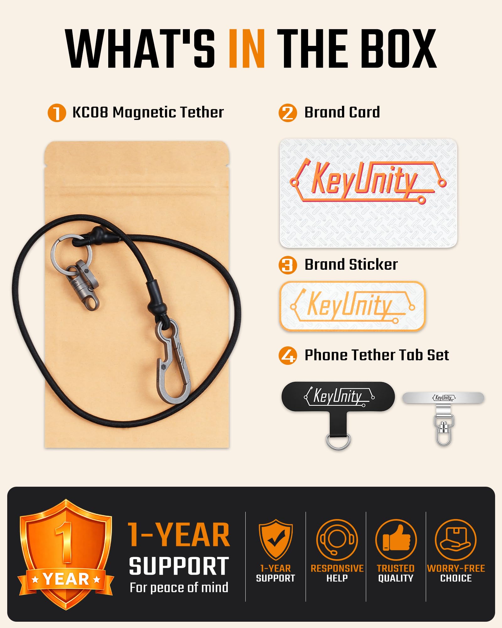 KC08 Multifunktionales magnetisches Elastisches Lanyard, Titan-Schnellring