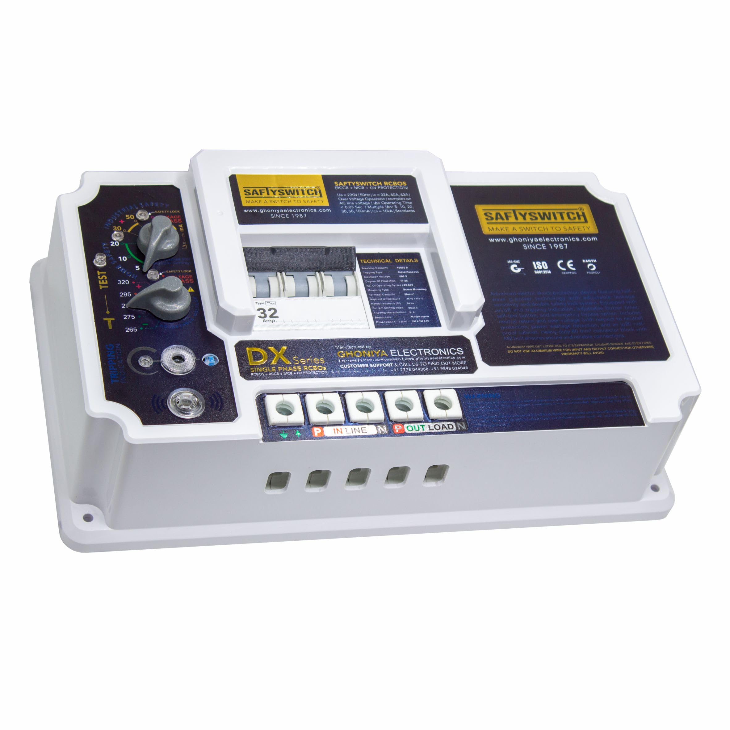 DXV3 RCBO with Adjustable Over Voltage Protection, RCCB + MCB Combination, Earth Leakage, Overload, Short Circuit & G-Power Protection, 2 Pole Single Phase Circuit Breaker (63, Amps)-image-44