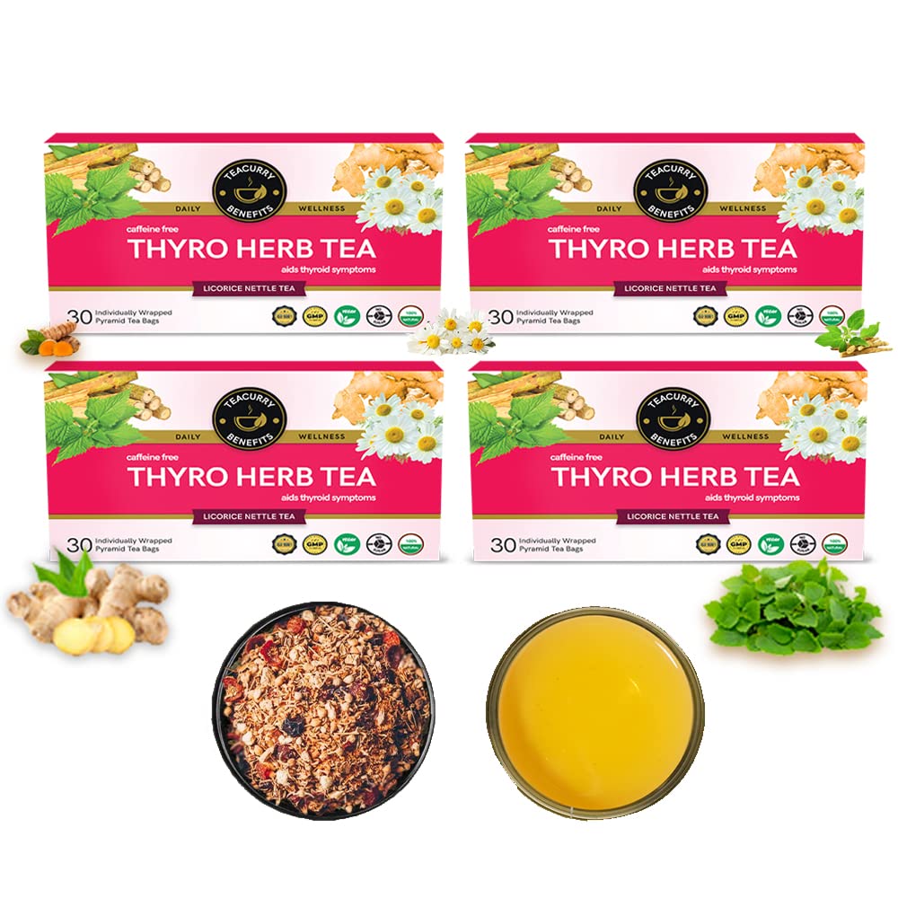 TEACURRY Thyroid Support Turmeric Tea (4 Months Pack, 120 Tea Bags)-Helps With Thyroid Hormones (Tsh, T3, T4), Manage Weight-Thyroid Care Tea-Thyro Herb Tea, 100 Grams (B0928RPYC1) Amazon Price History, Amazon Price Tracker