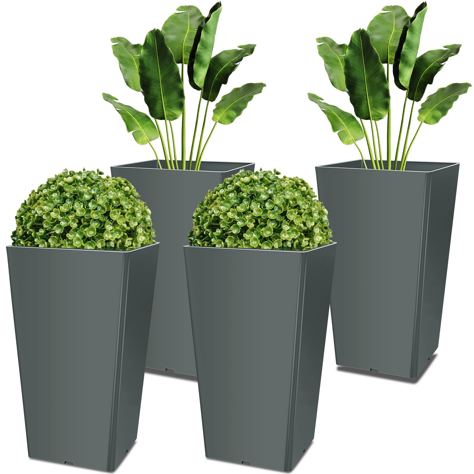 4 Set Tall Outdoor Planters Tall Planters for Outdoor & Indoor, Tall