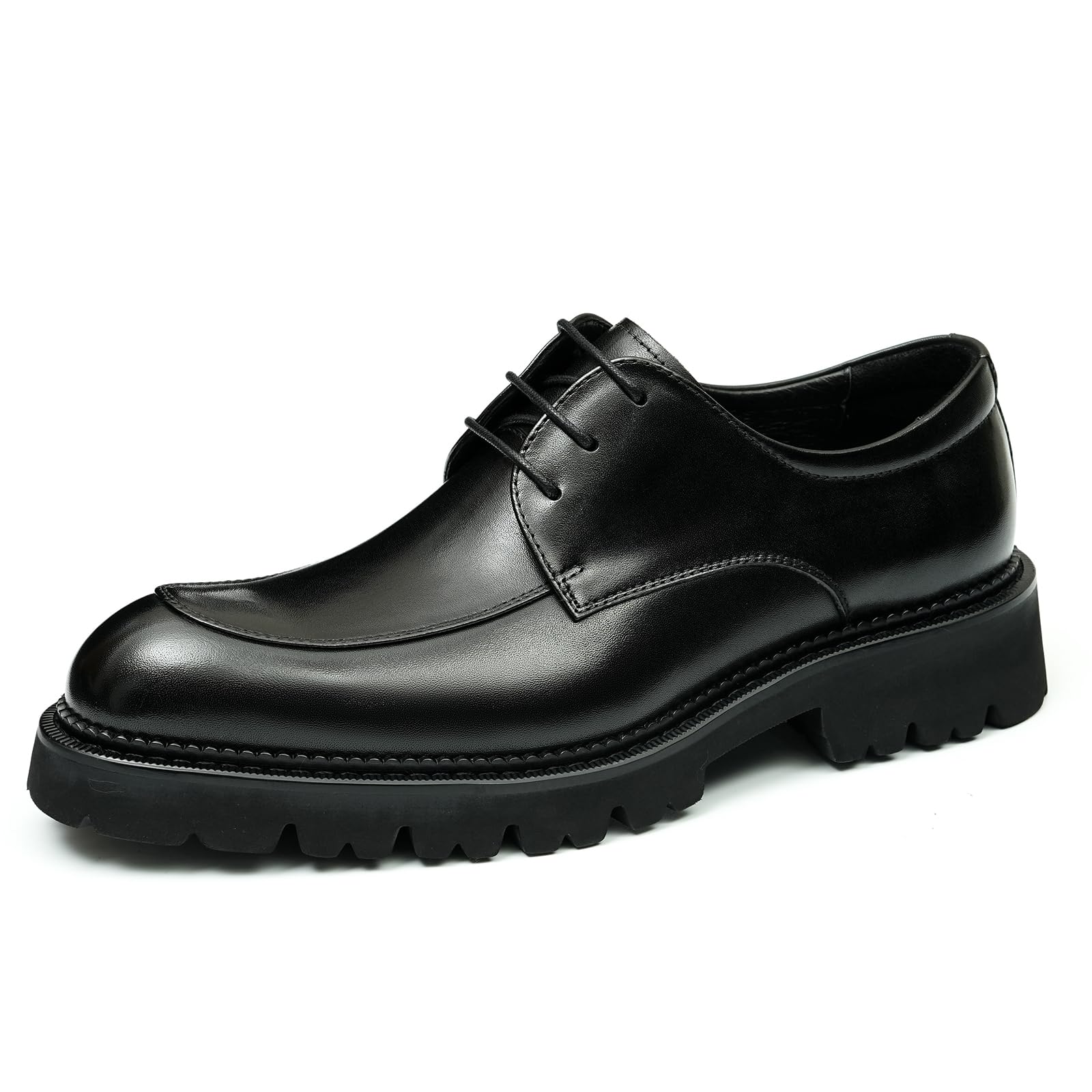 Derbys Retro Affari Casuale da Uomo Scarpe Formali Stringate in Vera Pelle