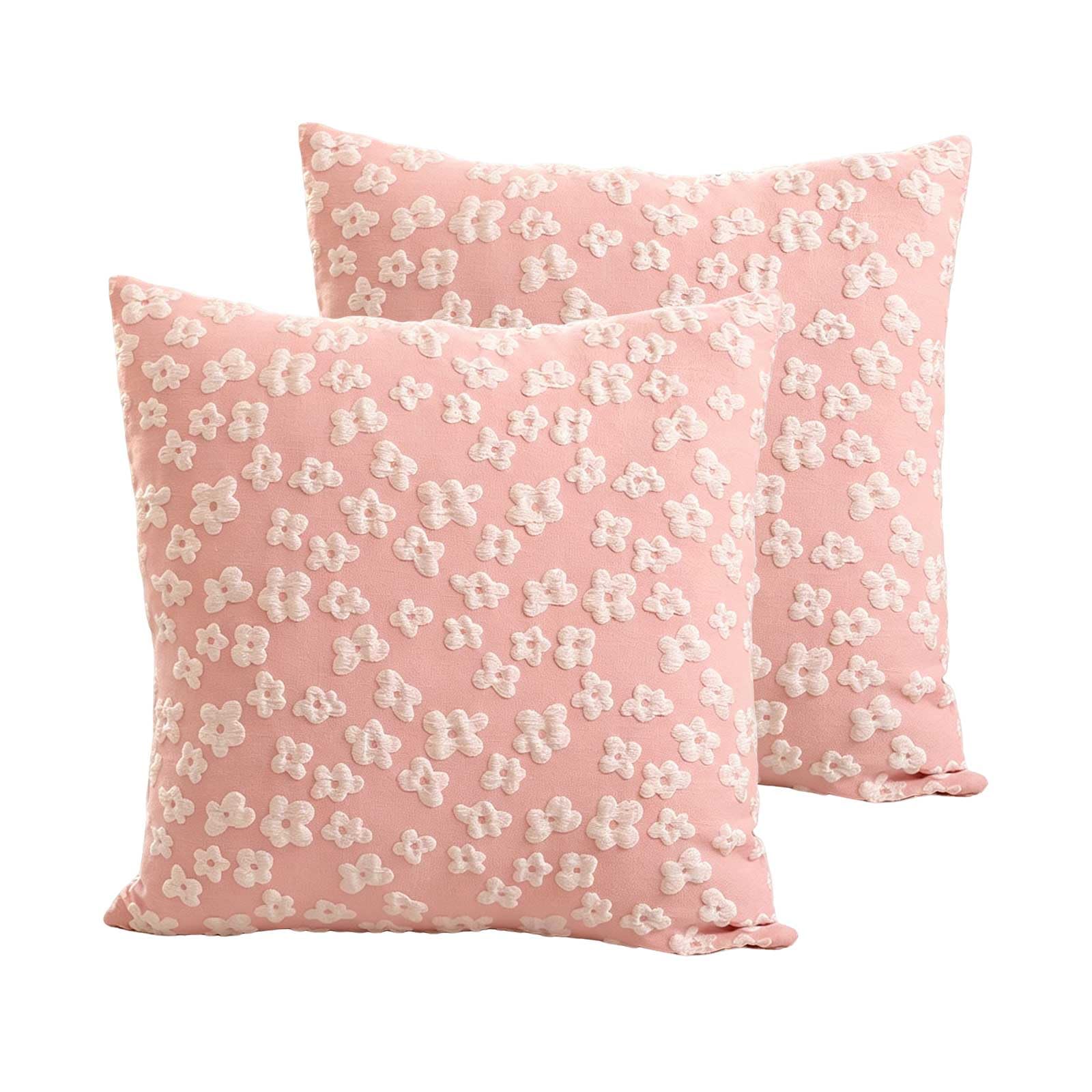 Bcciapln Pink Tuft Floral Textured Jacquard Throw Pillow Covers