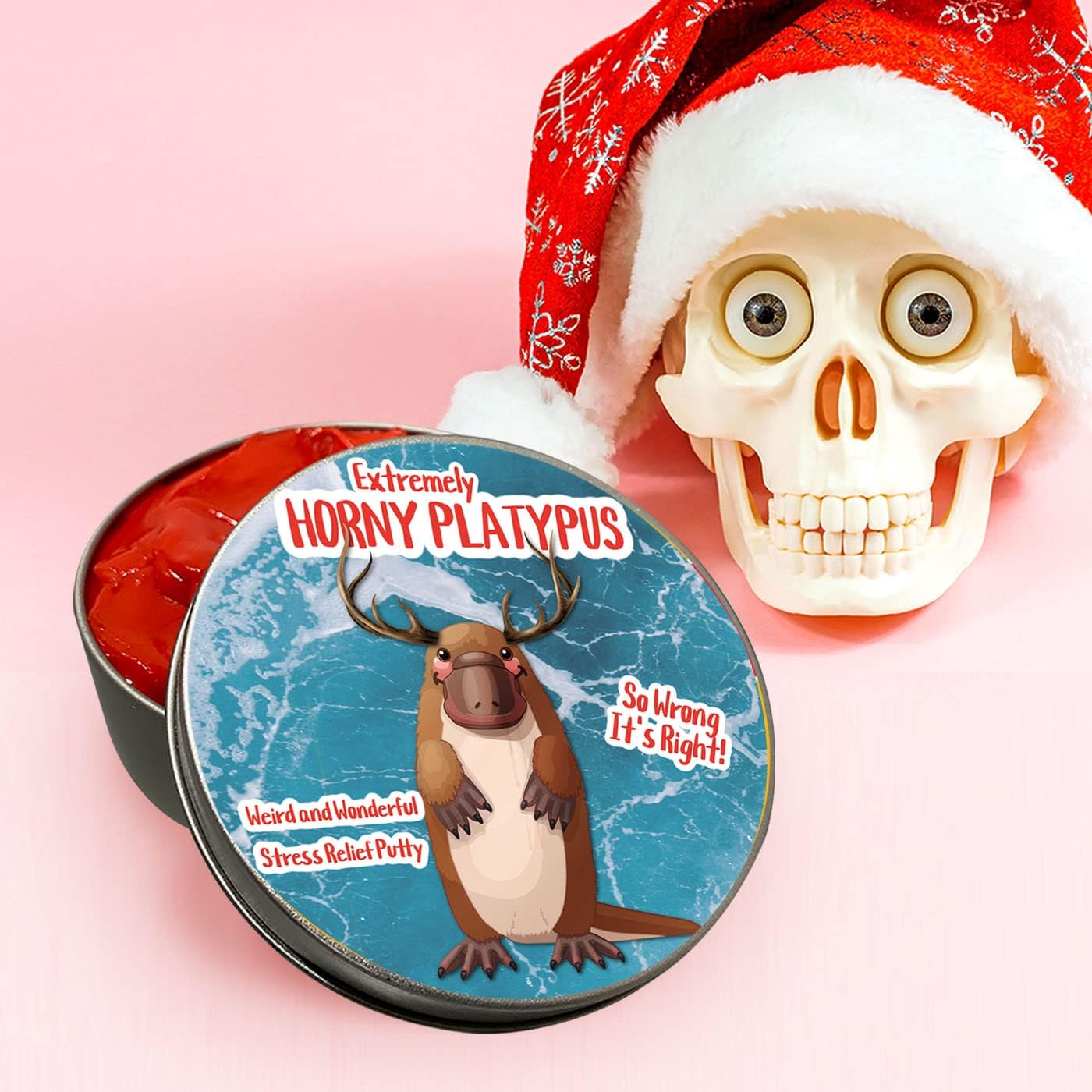 Horny Platypus Stress Relief Putty - Weird Adult Fidget Toy for Men and Women - Dirty Santa Gifts for Friends - Funny Platypus Gift for Animal Lovers, Red