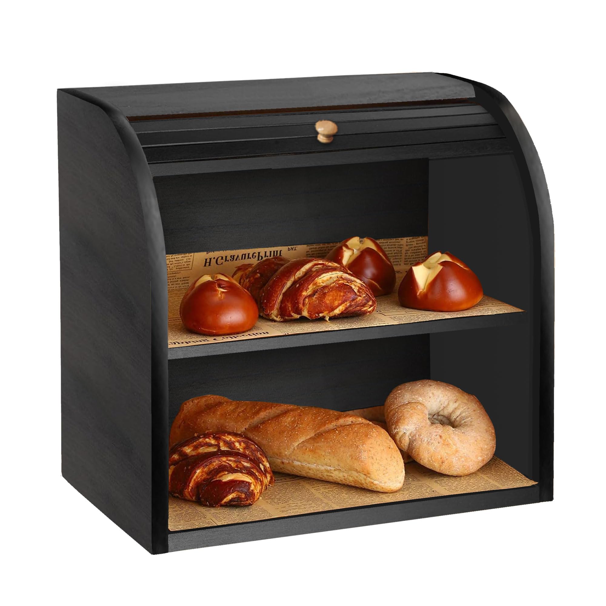 SG Traders Double Decker Bamboo Bread Bin 2-Layer Bread Box Eco SG Traders Double Decker Bamboo Bread Bin 2-Layer Bread Box Eco