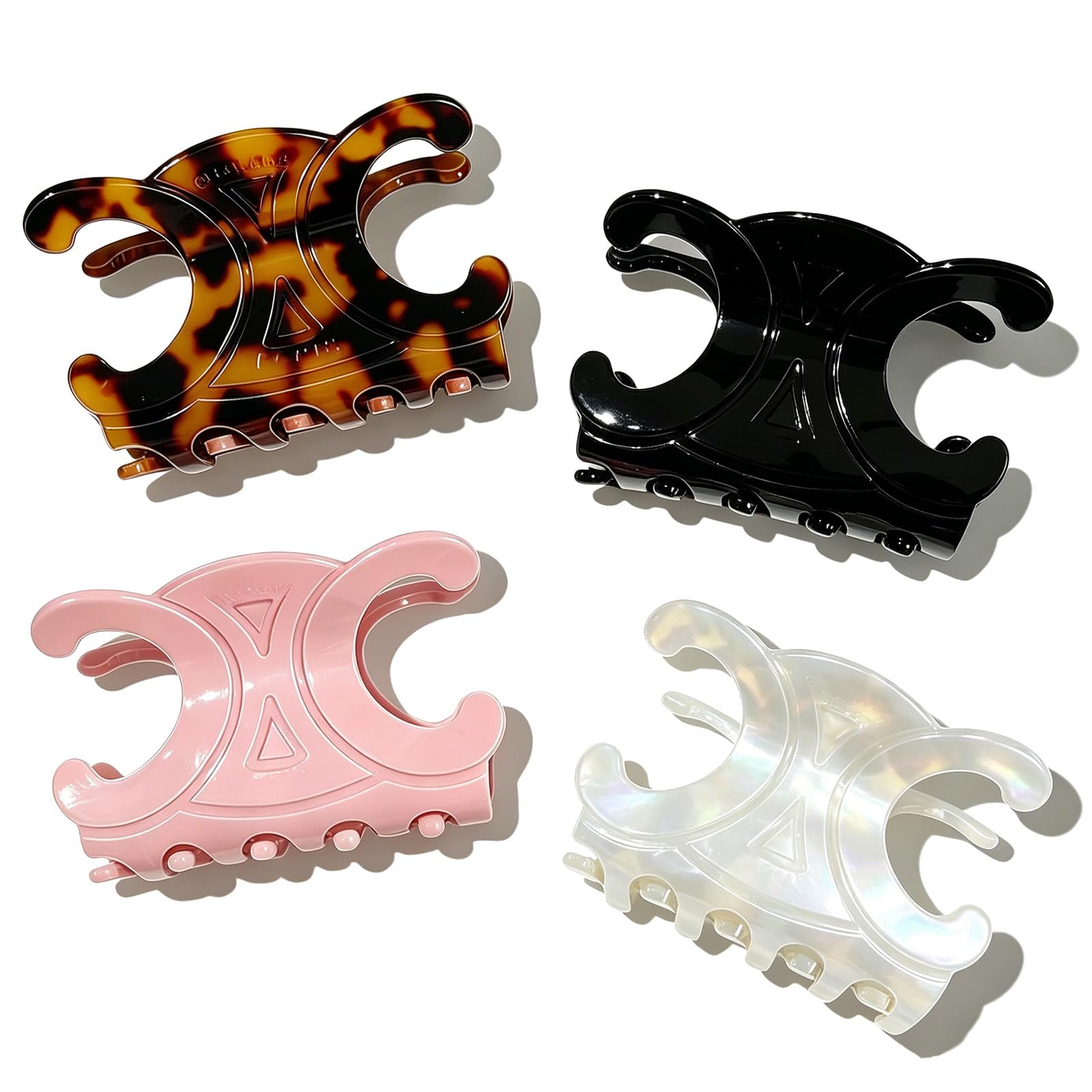 Photo 1 of DJBVHSF 4 Pack Acetate Butterfly Hair Clips for Women, Secure Hold Claw Clips for Updos, Hair Accessories in Black, White, Pink and Tortoiseshell