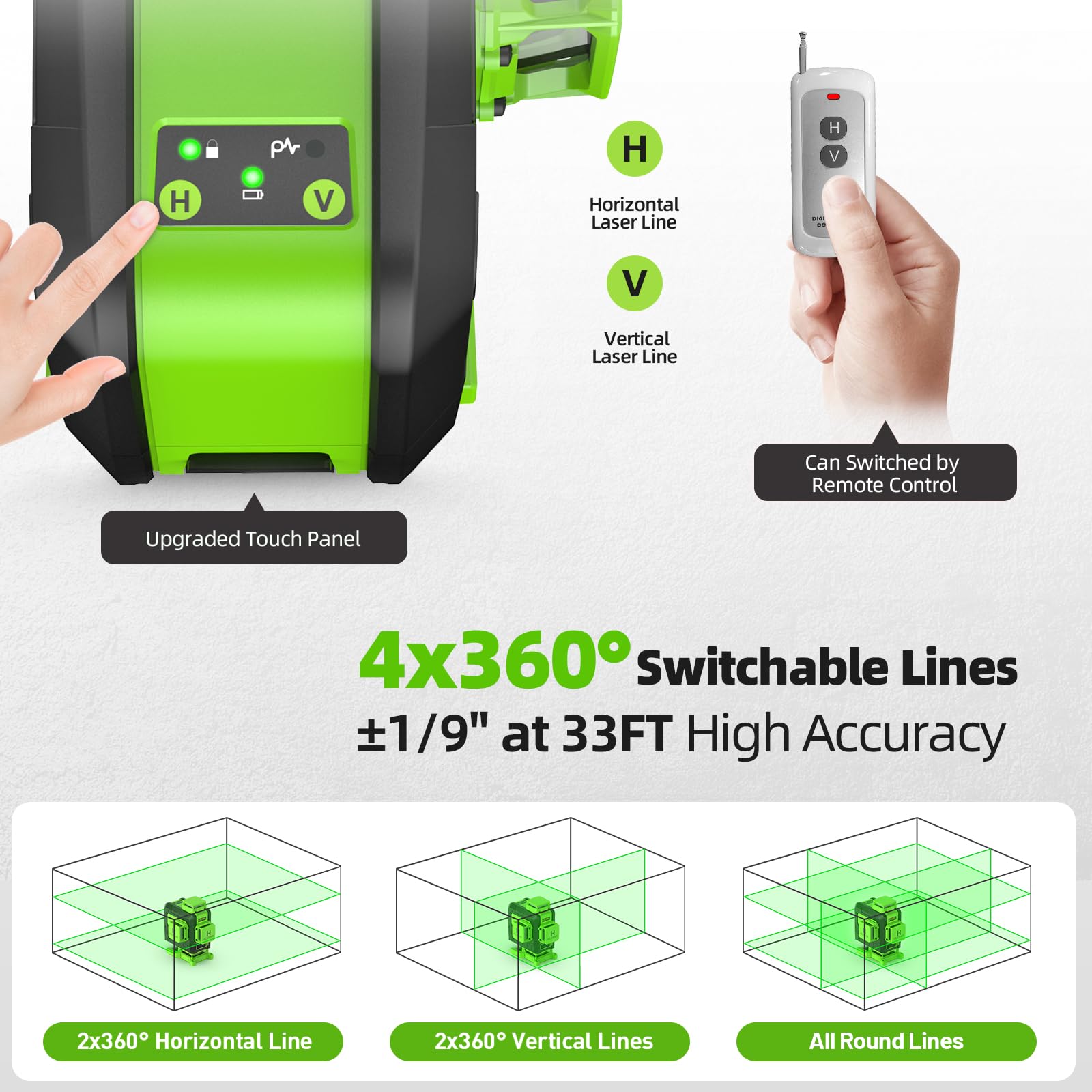 Livella Laser con Treppiede Huepar,Livella Laser Autolivellante 16 Linee Verde,4 * 360°livello Laser con Batterie Ricaricabili, Telecomando,Borsa per il trasporto, IP54 Impermeabile Antipolvere