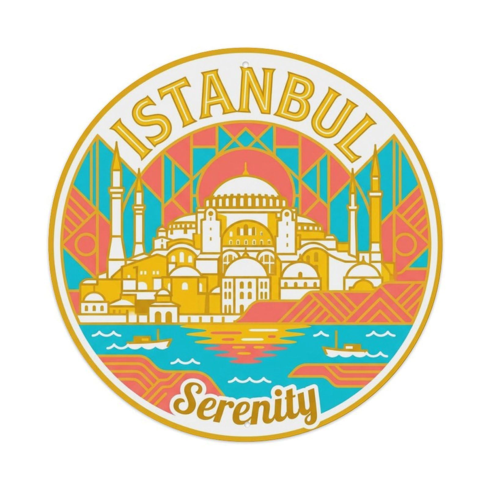 Vintage Travel Istanbul Turkey Serenity Vintage Metal Tin Sign Plaque Wall Decor for Cafe, Club Bar, Office, Garden Metal Poster 8x8Inch