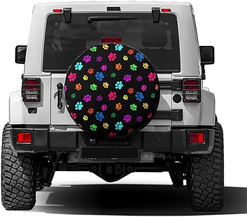 Miniatura 2 de Foruidea Cubierta de neumático de repuesto con estampado de huellas de perro y gato, a prueba de polvo, para remolque, RV, SUV y muchos vehículos,