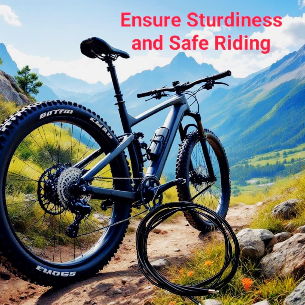 CYIDER Cycle Disc Brake Cable Set – 140 cm Rear & 100 cm Front Durable Mechanical Disc Brake Wire for All Gear-Speed Bicycles – Black 2
