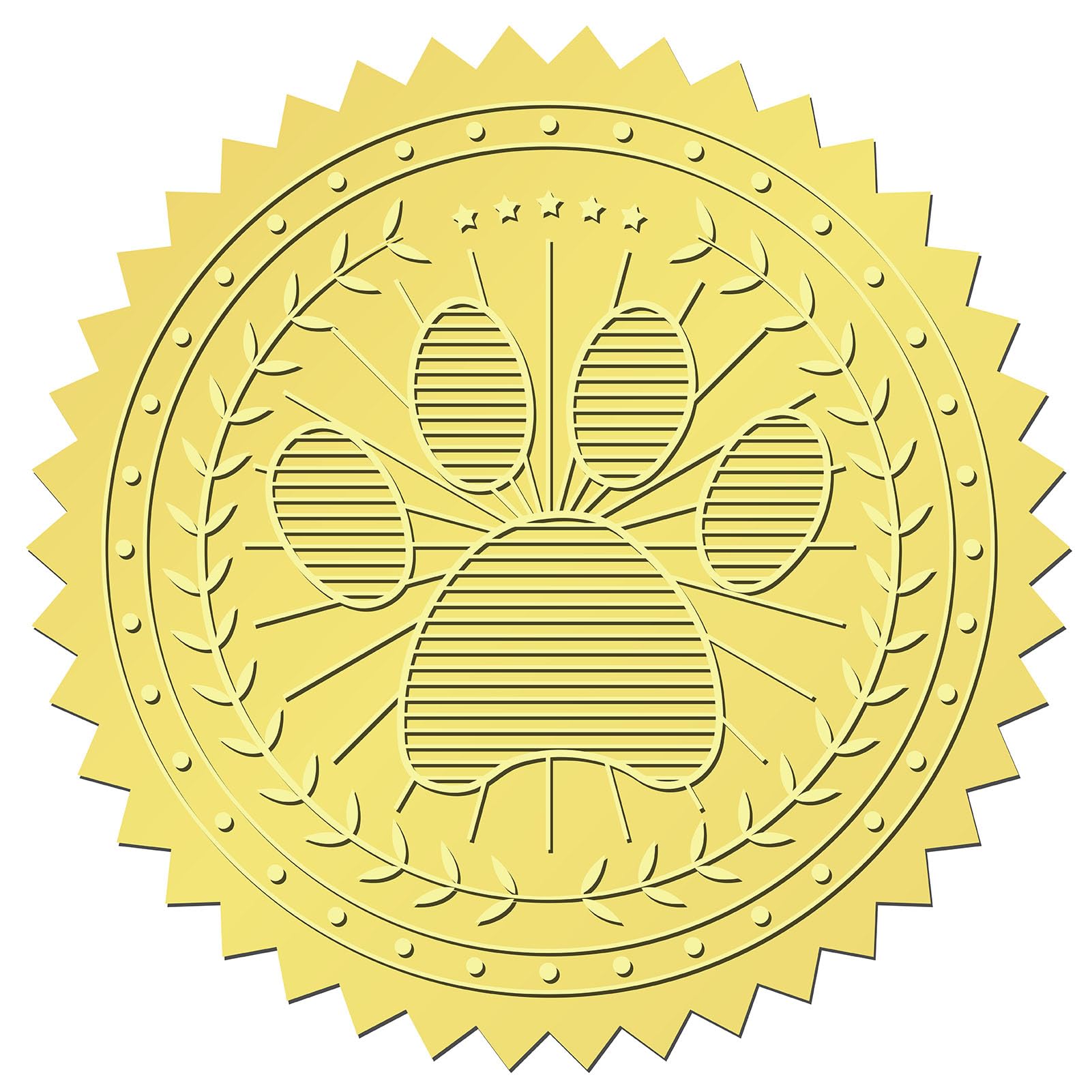 CRASPIRE 408Pcs Dog Paw Print Gold Foil Certificates Stickers Embossed Seals 2" Vintage Self Adhesive Envelopes Sticker Labels for Wedding Invitation Graduation Corporate Diplomas Gift Wrapping Decor