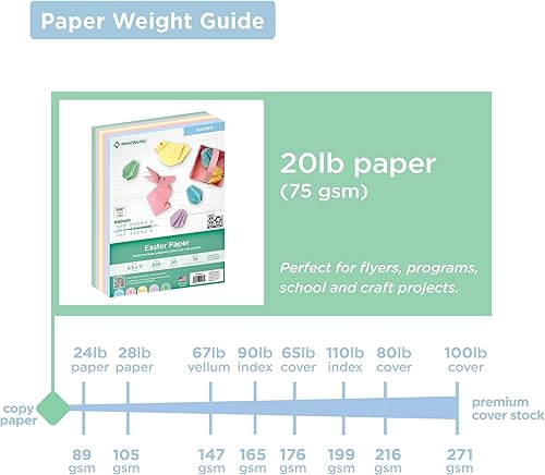 Miniatura 3 de PrintWorks - Papel de Pascua de 8.5 x 11 pulgadas, 300 hojas, 5 colores pastel surtidos, 30% reciclado, ideal para proyectos escolares y