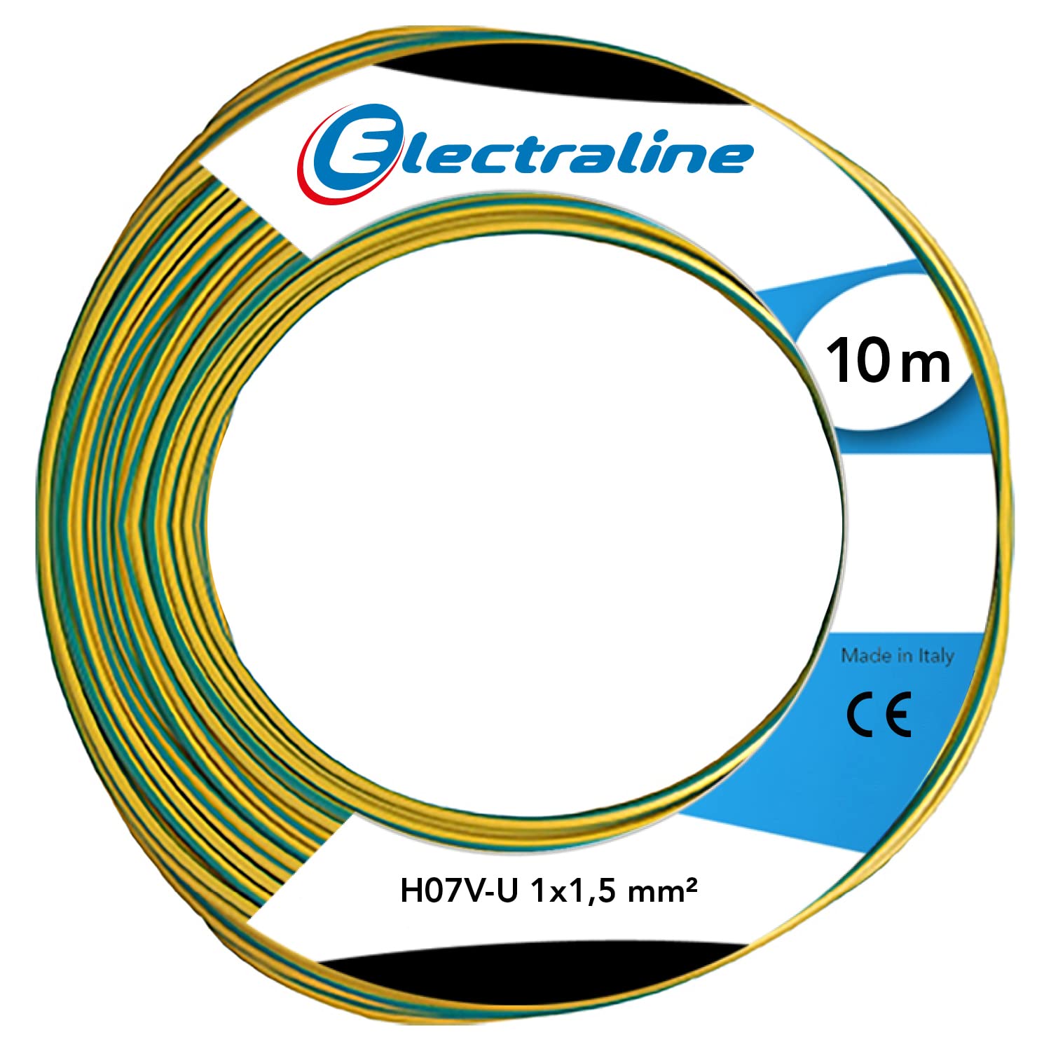 Electraline 60101015C Cable Green/Yellow 10 Metres