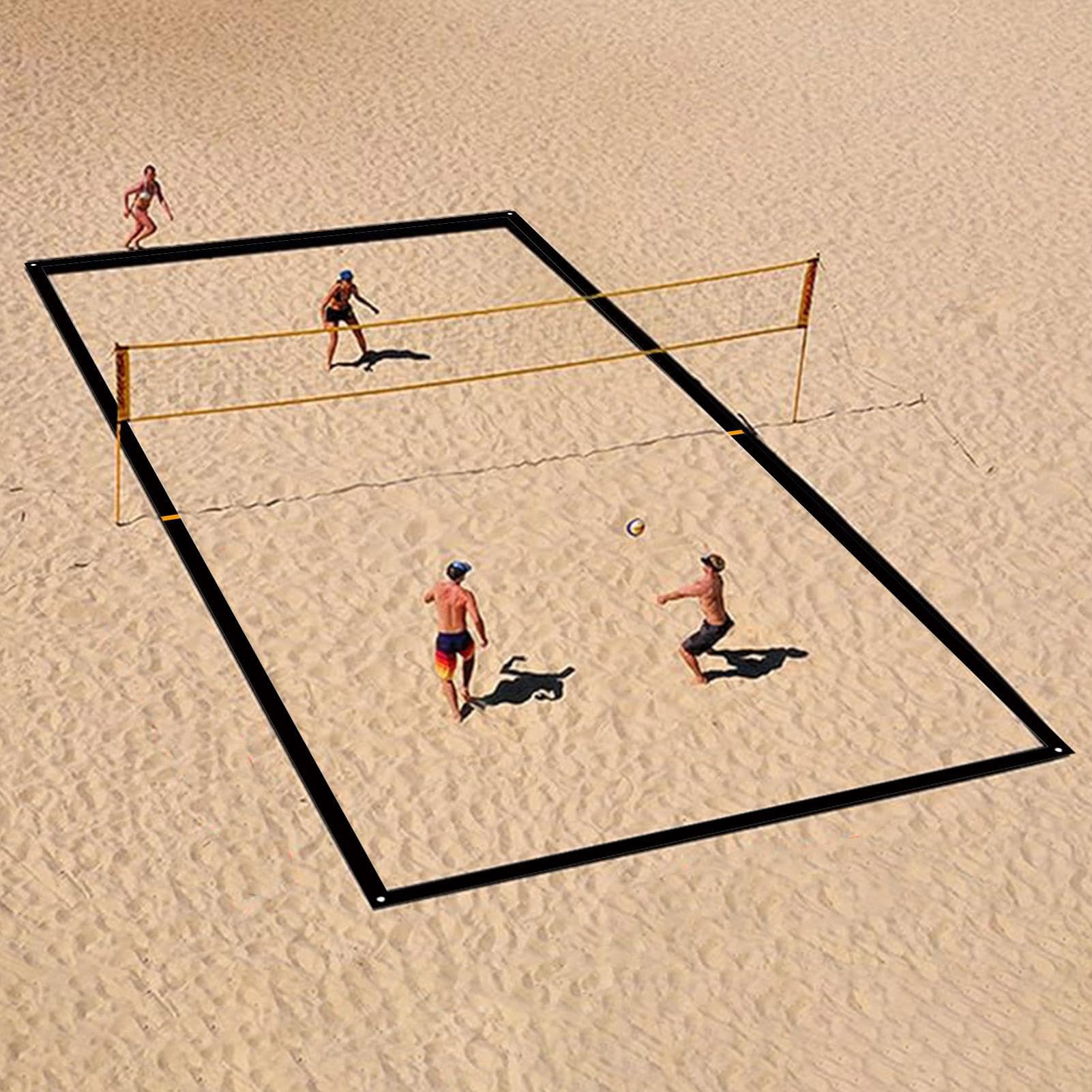 Linee Di Pallavolo per Spiaggia,Delimitazione Rinforzate per Sabbia | Accessori Sportivi Riutilizzabili per Allenamento Esterno