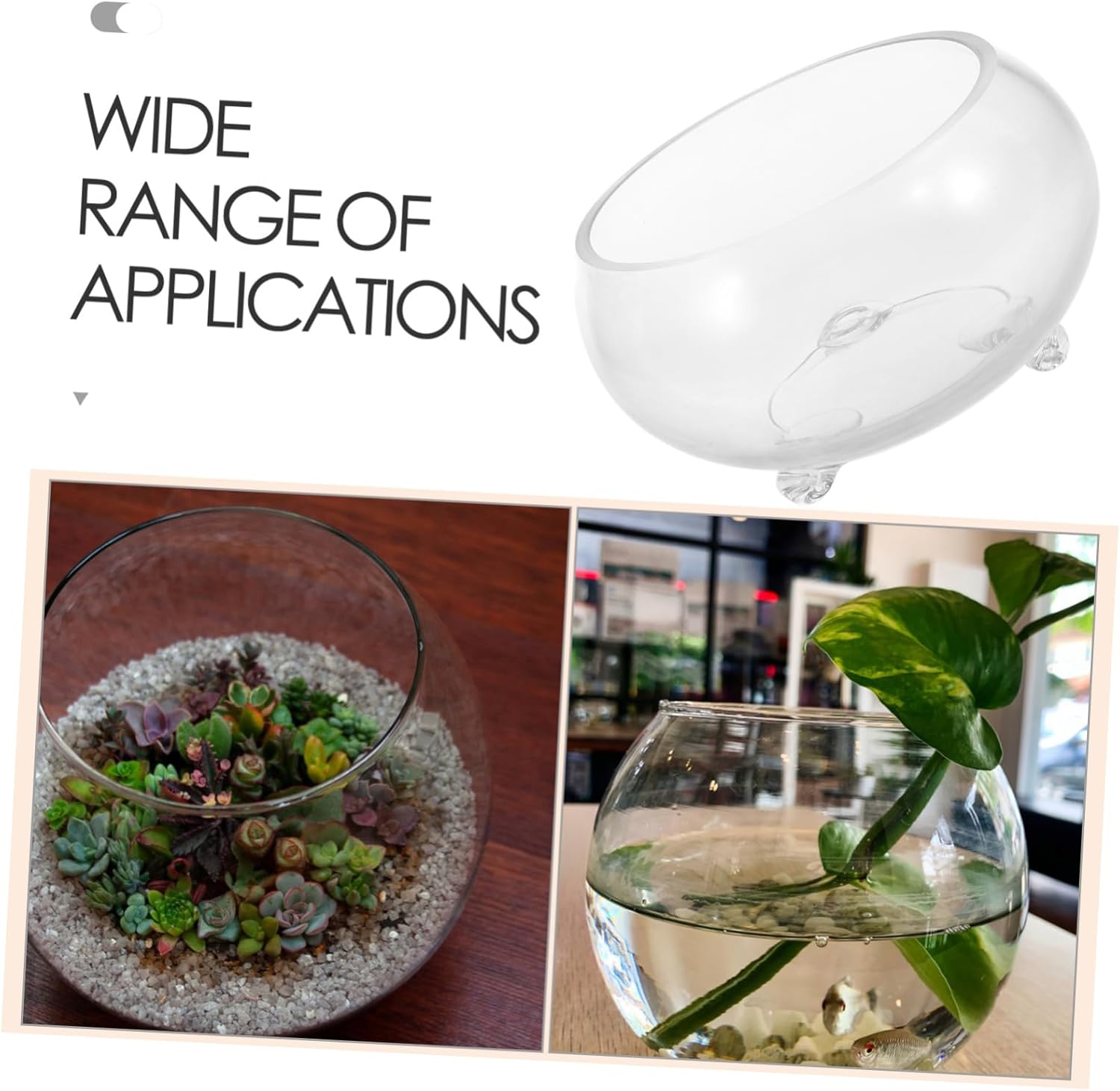 Hemoton Terrarium Glass Fish Bowl Vase for Hydroponic Plants and Decorative Centerpiece Round Glass Aquarium for Home Office Wedding Decor