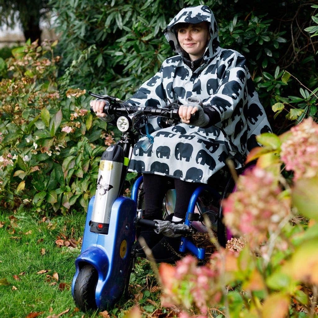 Adult Wheelchair Poncho | Waterproof rain Poncho for Ages 11+ Years to Adult | Universal fit | Peaked Hood | Poppers Easily Under Chin and arms | Comes with its own Stuff sac (Grey Elephant) - Image 4