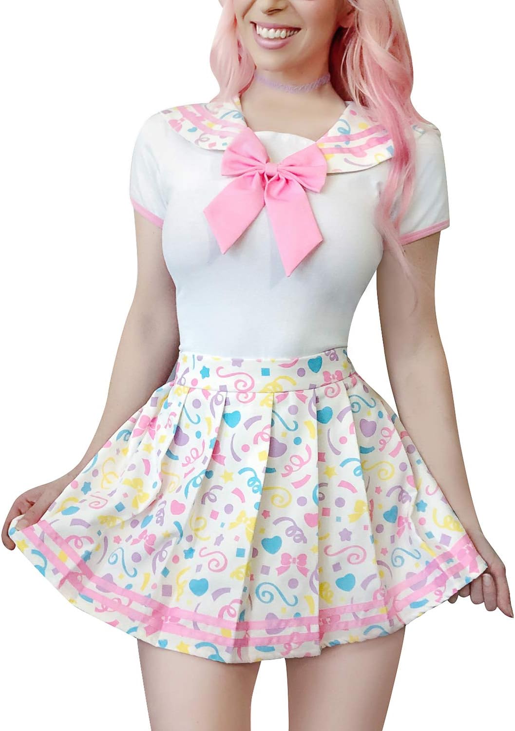 LittleForBigCotton Romper Onesie Pajamas Bodysuit – Classic Japanese School Girls Onesie Skirt Set Colour