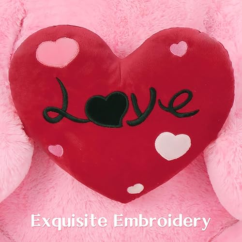 Miniatura 5 de Oso de peluche gigante de 51 pulgadas, 4.3 pies de tamaño real, oso de peluche con gran corazón rojo amante, gran peluche para el día de San