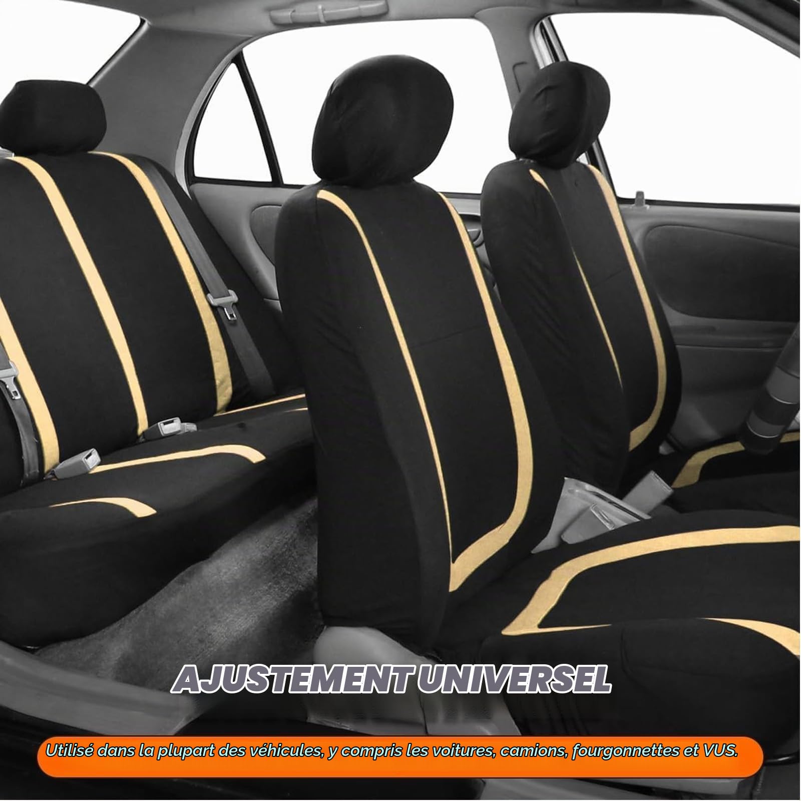 Housses Siège Voiture pour Dacia Sandero 3/Sandero Stepway III 2021-2026 Antidérapantes Sièges Avant Respirantes Nonslip Accessoires Interieur,D/Beige