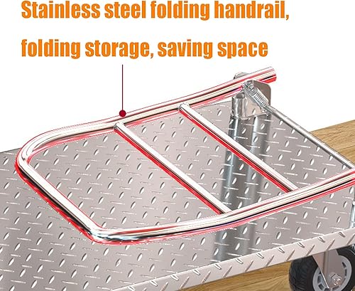 Miniatura 4 de Plataforma de camiones con plataforma de empuje manual con ruedas silenciosas, carretilla de plataforma plegable, para carga y almacenamiento, carga