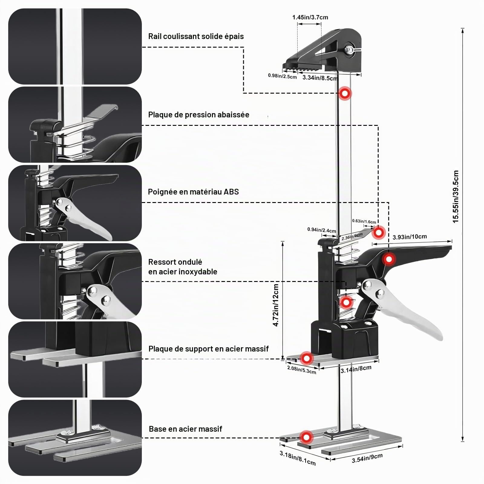 Lot de 2 Élévateurs à Bras pour Charges Lourdes (150 kg max) - Double Fonction Levage Lent/Rapide - Réglable en Hauteur pour Plaques de Plâtre, Céramique et Meubles - Outil de Manutention Pratique