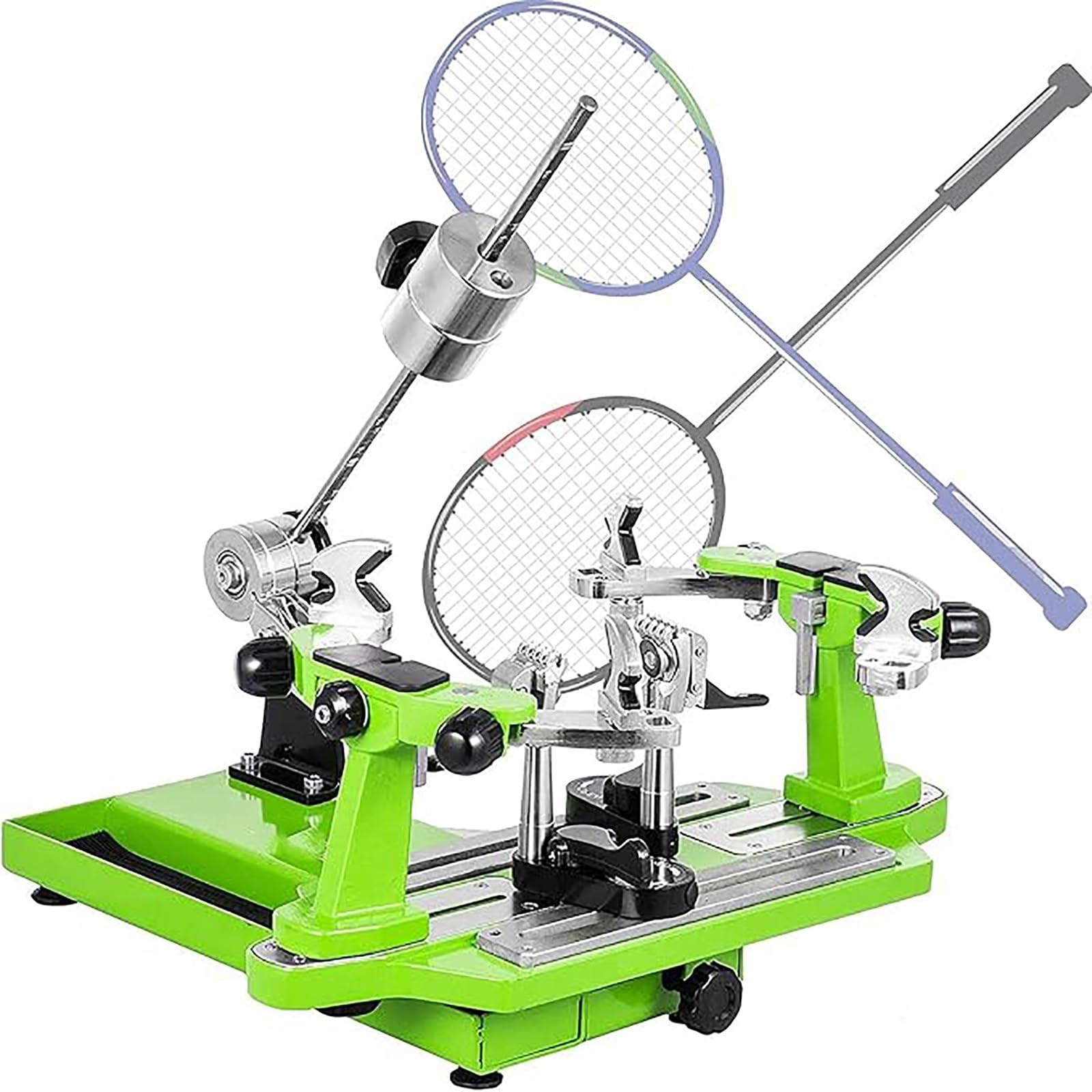 Generico Macchina incordatrice Professionale per Racchette da Tennis e Badminton con Sistema Fisso a 6 Punti, Rotazione e Strumenti di trazione del Filo Antiscivolo per un'incordatura efficiente.