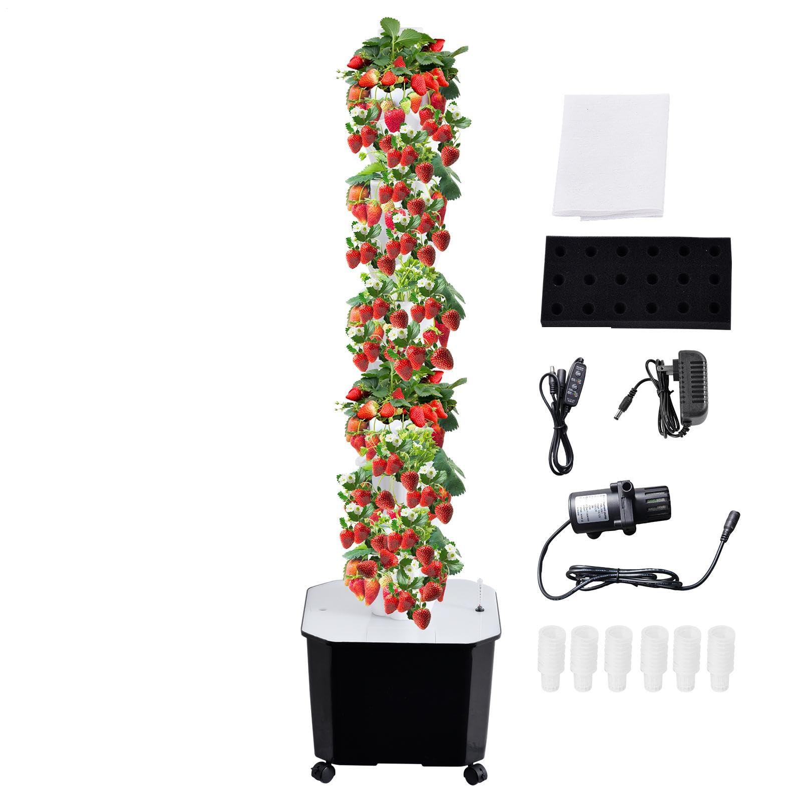 Système de culture hydroponique 10 niveaux avec 50 emplacements de plantation - Tour hydroponique avec irrigation automatique, réservoir de 50 l et roulettes - Jardin intérieur pour tomates