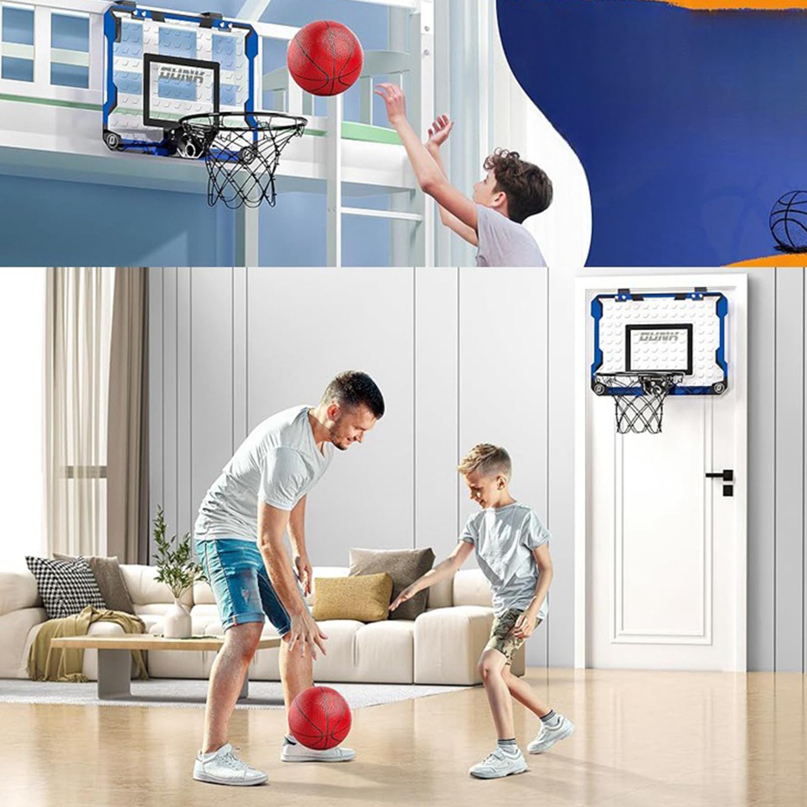 1 Basketballkorb mit 4 Bällen, ABS Rückwand, einfache, für drinnen und draußen, lustiges Outdoor Spielzeug