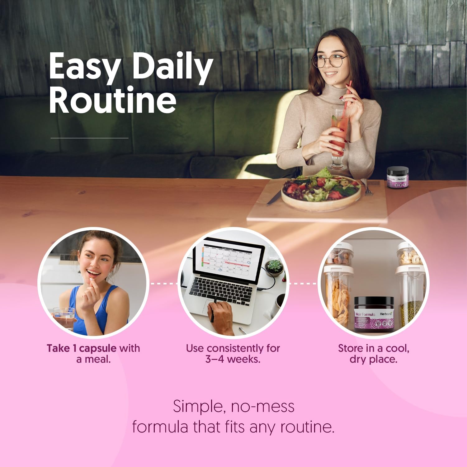 HERBANA MANUFACTURING Hair Formula - Hair Growth Support Supplement with 6000 mcg Biotin, Zinc, Selenium and B Vitamins - Supports Thick Healthy Hair, Skin and Nails - 30 Capsules