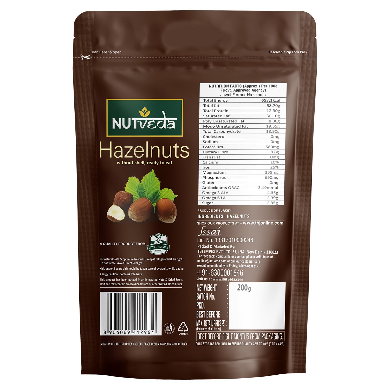 NUTVEDA Premium Turkish Hazelnut 200g Dry Fruit Nuts Without Shell Ready to Eat Healthy Snacks - Image 2 thumbnail