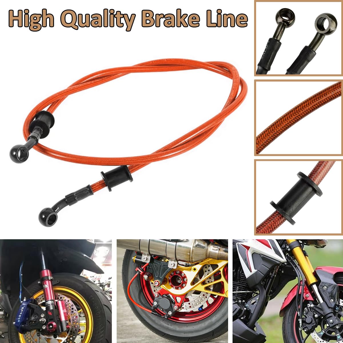 Durite De Frein Moto Tressée Acier - Longueurs 50 à 120 Cm - Couleurs Au Choix - Compatible Enduro Motocross
