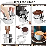 Vista 8 de Embudo dosificador de acero inoxidable de 2.126 in para portafiltros espresso