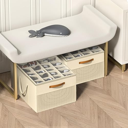 Miniatura 8 de Aokeyee Organizador de zapatos para armario, paquete de 2 cajas grandes de almacenamiento de zapatos para hasta 24-48 pares, organizador de zapatos
